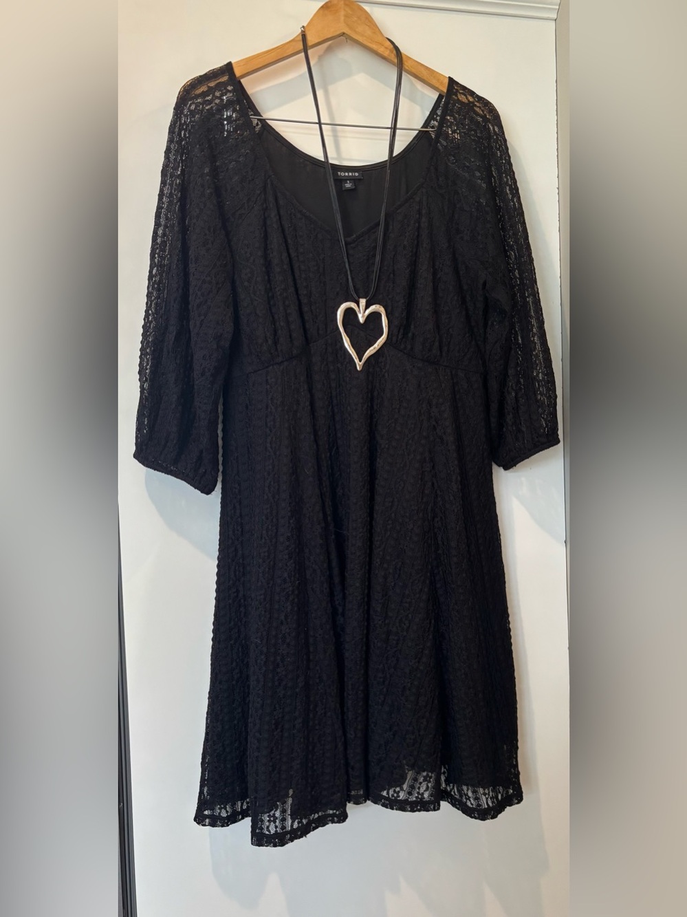 Torrid black lace dress with sheer 3/4 sleeves size 1 (14-16) new without tags!